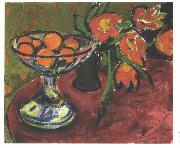 Ernst Ludwig Kirchner Stil live with tulips and oranges oil painting